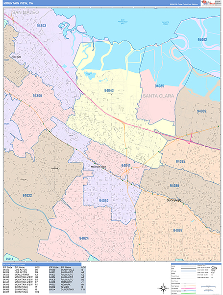 Mountain View Wall Map